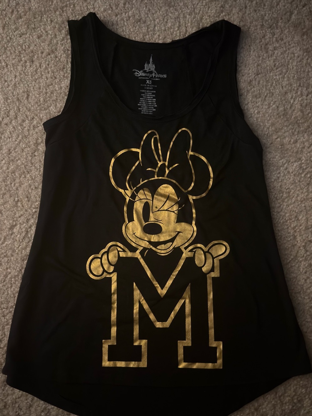 Authentic Disney Black Tank with Gold Foil Minnie Graphic